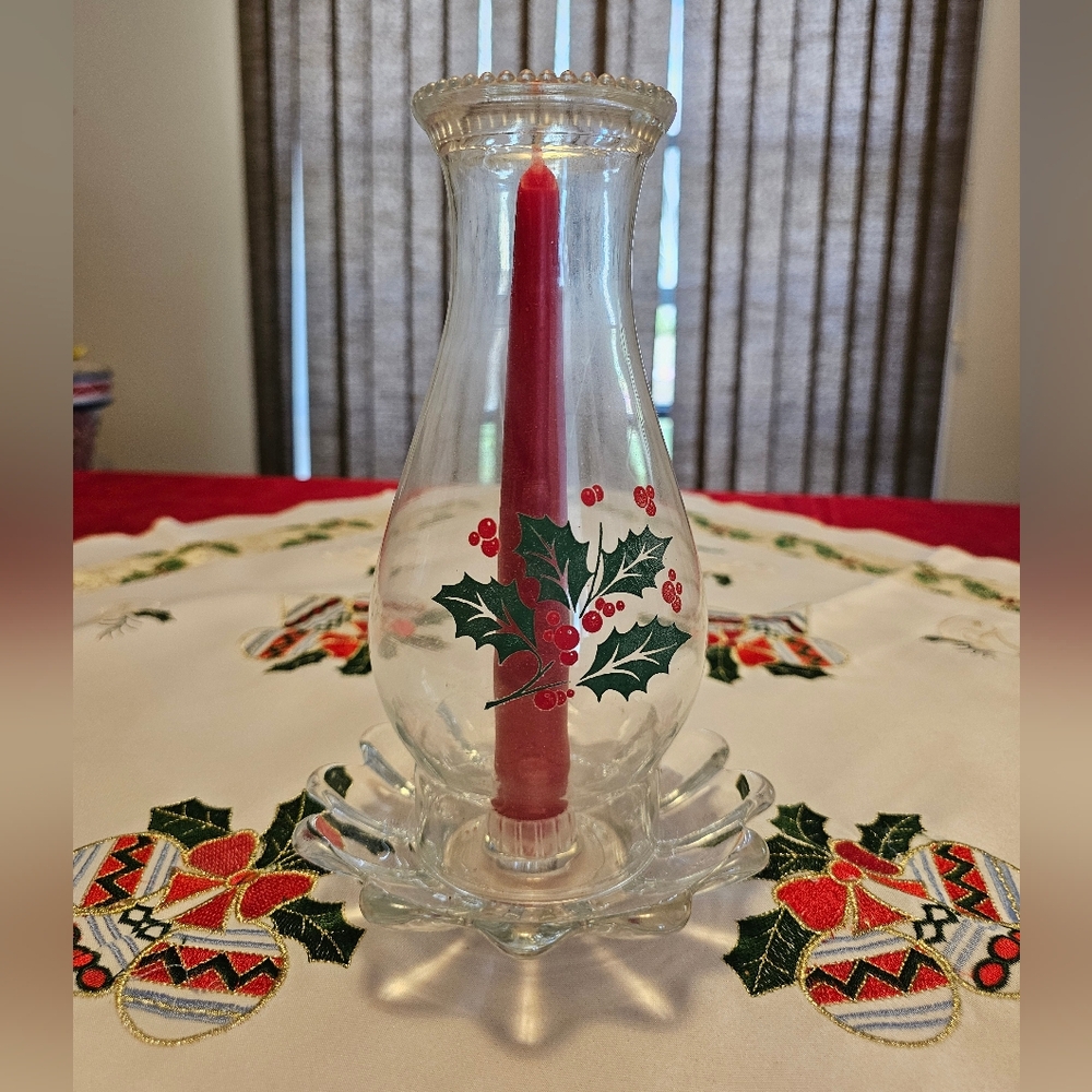 Vintage Indiana Glass Holiday Classics 3-Piece Candle Lamp Winter Christmas - Picture 4 of 9